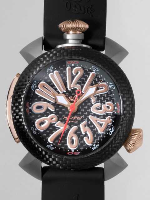 ガガ･ミラノスーパーコピー GAGAMILANO ダイビング　48mm　自動巻 z5045 ブラックラバー カーボン/ローズゴールドアラビア